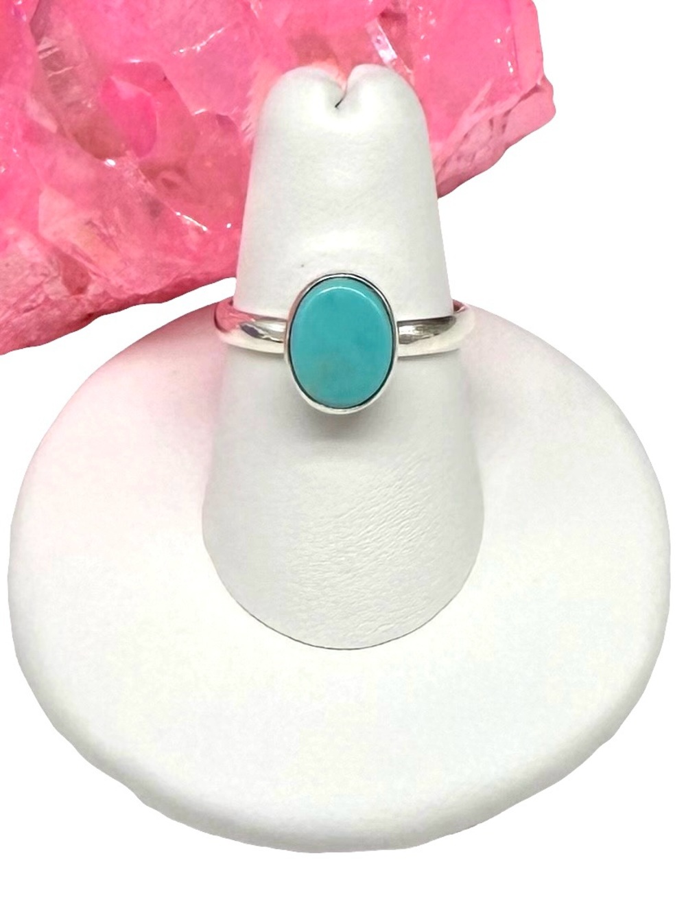 Aztec Mountain Turquoise Ring Size 7 Solid 925 Sterling Silver Oval Stone